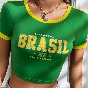 Brazil Baby Tee Crop Top